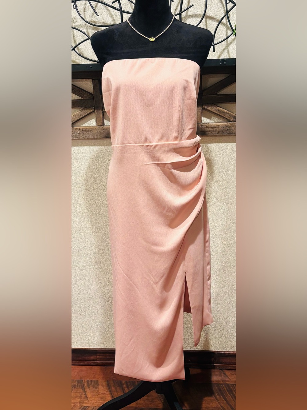 Cushnie Blush Pink Draped Midi Dress with Side Slit